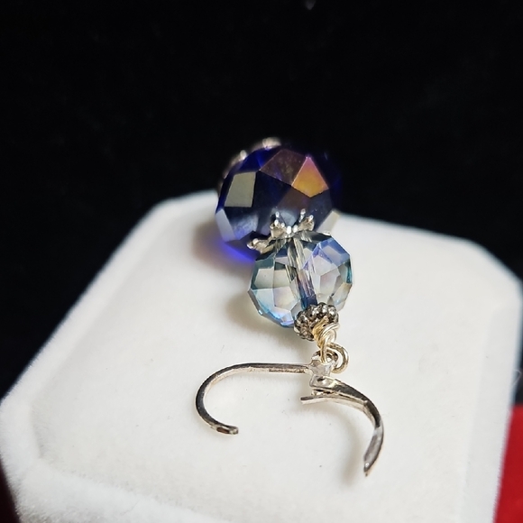 Dazzling Silver and Blue Drop Earrings - Picture 9 of 16